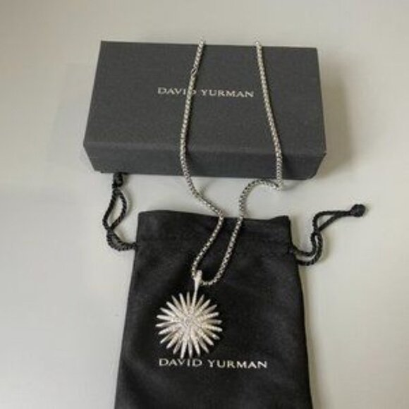David Yurman Starburst Pendant with Pav Sterling Silver Necklace - Picture 2 of 7